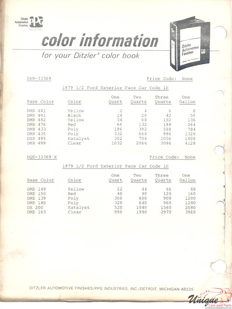 1979 Ford Paint Charts PPG 4